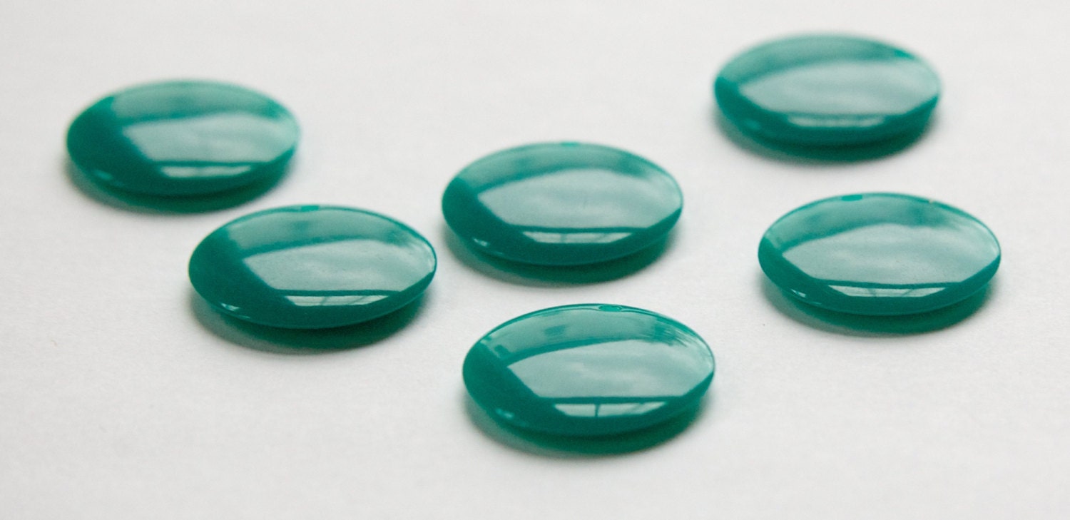 Vintage Teal Acrylic Circle Charms Drops (6) pnd161E