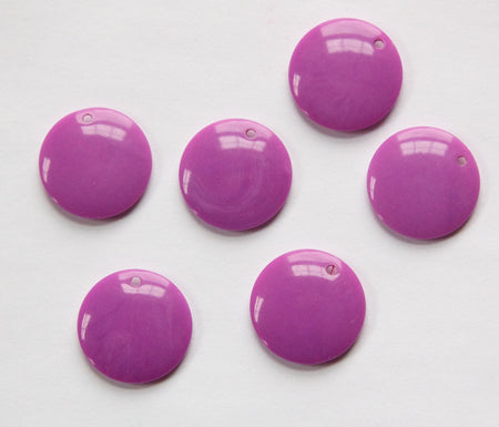Vintage Lilac Purple Acrylic Circle Charms Drops (6) pnd161H