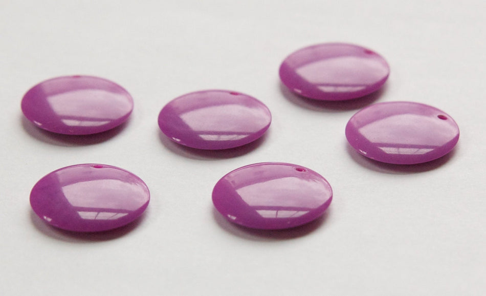 Vintage Lilac Purple Acrylic Circle Charms Drops (6) pnd161H