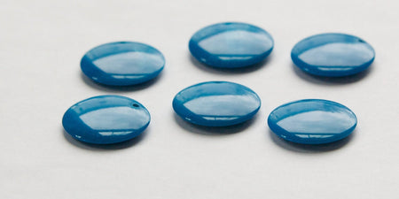 Vintage Medium Blue Acrylic Circle Charms Drops (6) pnd161G