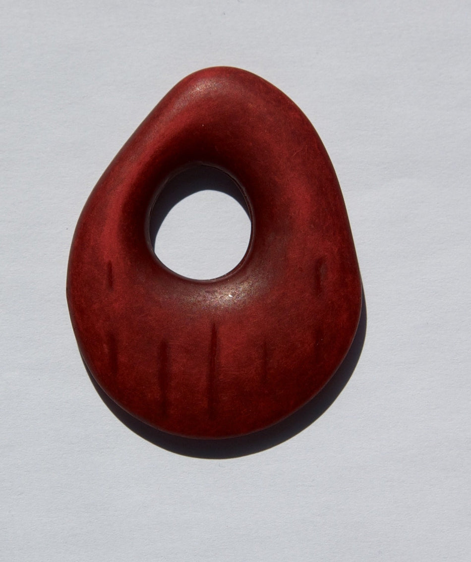 Vintage Matte Red Black Wash Rustic Teardrop Acrylic Pendant pnd047B