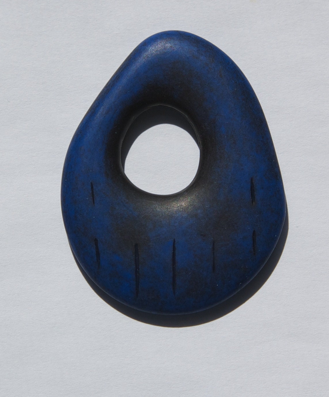 Vintage Matte Blue Black Wash Rustic Teardrop Acrylic Pendant pnd047C