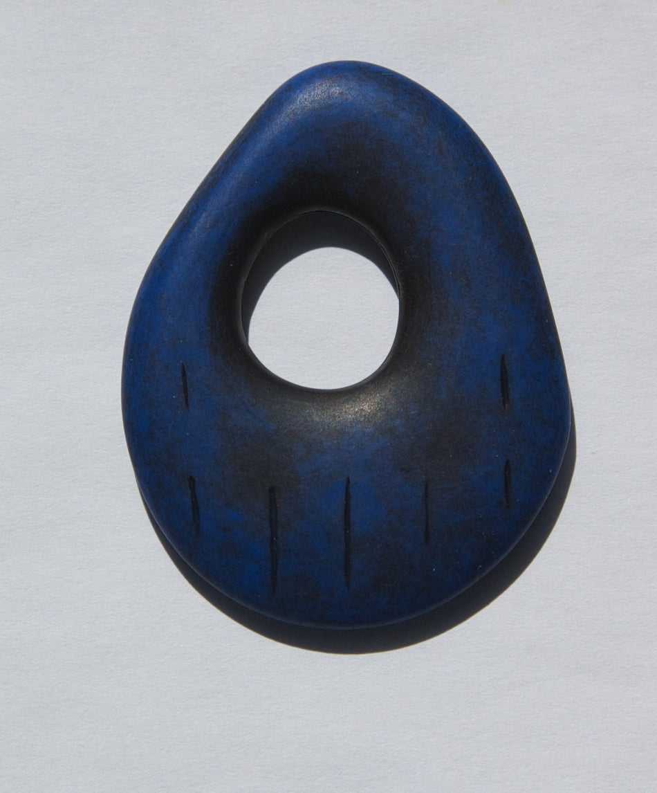 Vintage Matte Blue Black Wash Rustic Teardrop Acrylic Pendant pnd047C