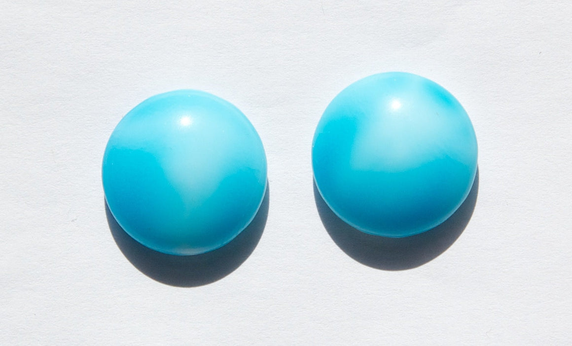 Vintage Light Blue and White Glass Cabochons 18mm Germany cab706Z