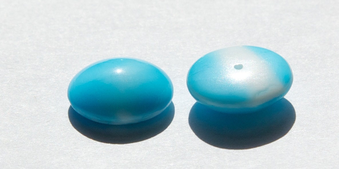 Vintage Light Blue and White Glass Cabochons 18mm Germany cab706Z