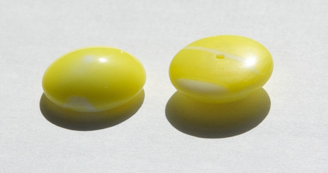 Vintage Yellow and White Glass Cabochons 18mm Germany cab706W