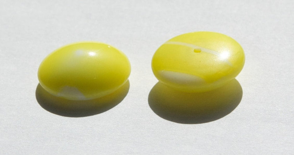 Vintage Yellow and White Glass Cabochons 18mm Germany cab706W