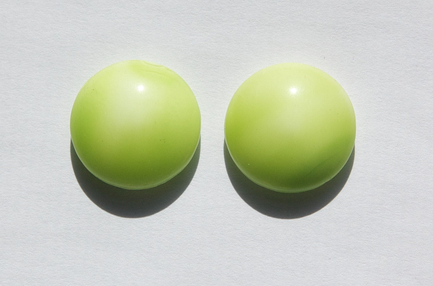 Vintage Light Green and White Glass Cabochons 18mm Germany cab706Y