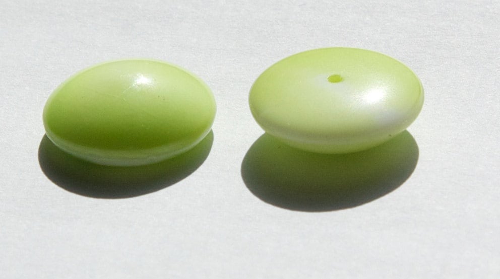 Vintage Light Green and White Glass Cabochons 18mm Germany cab706Y