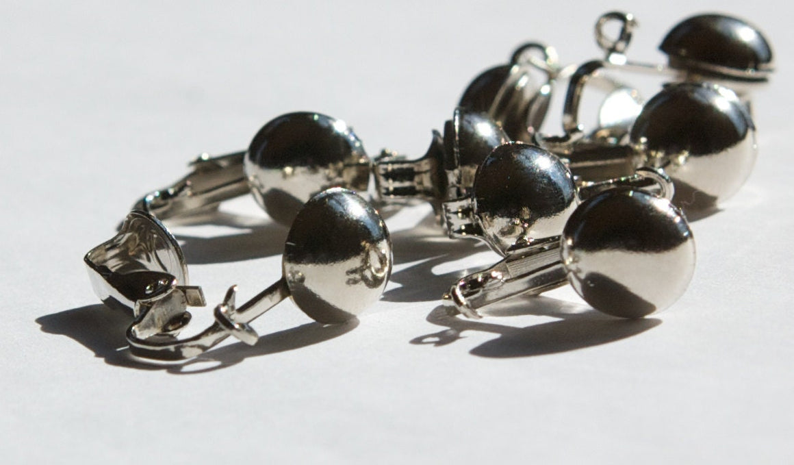 Vintage Silver Plated Clip Earring Findings Ball and Loop (8) fnd016