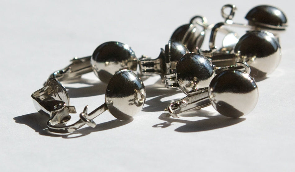 Vintage Silver Plated Clip Earring Findings Ball and Loop (8) fnd016