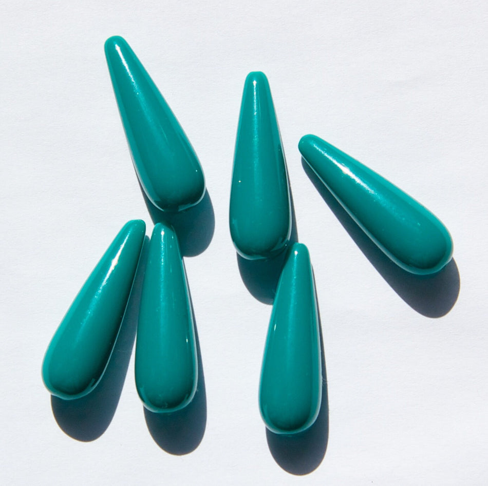Vintage Teal Acrylic Teardrop Beads  bds653