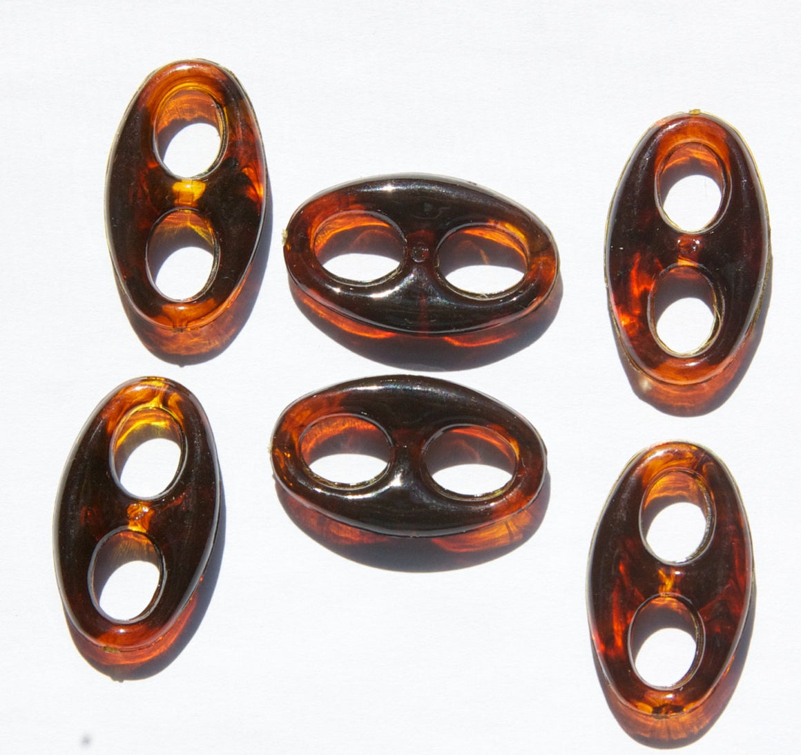 Vintage Acrylic Tortoise Oval Connector Drops Large Hole bds654