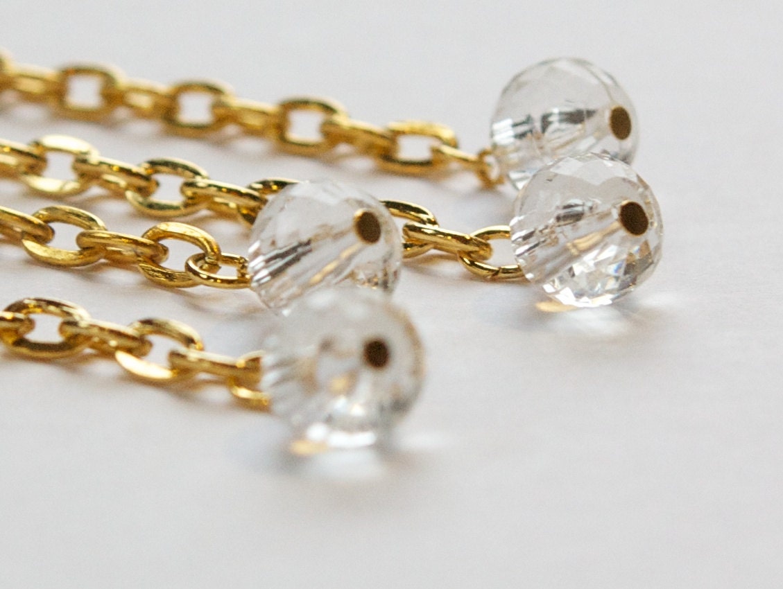 Vintage Chain Length Drops with Clear Acrylic Faceted Bead drp120