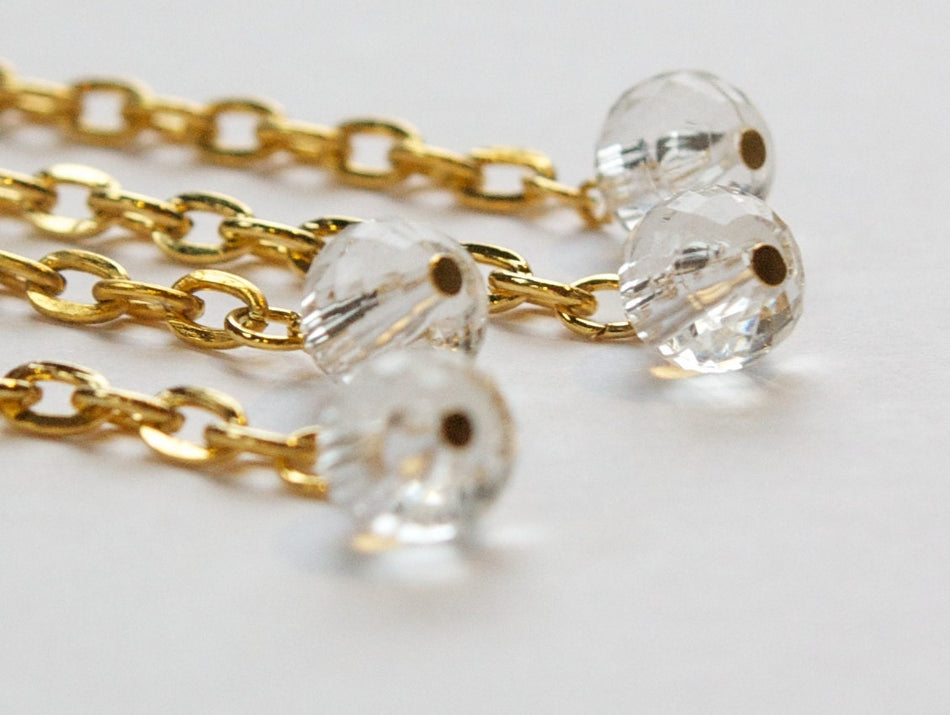 Vintage Chain Length Drops with Clear Acrylic Faceted Bead drp120