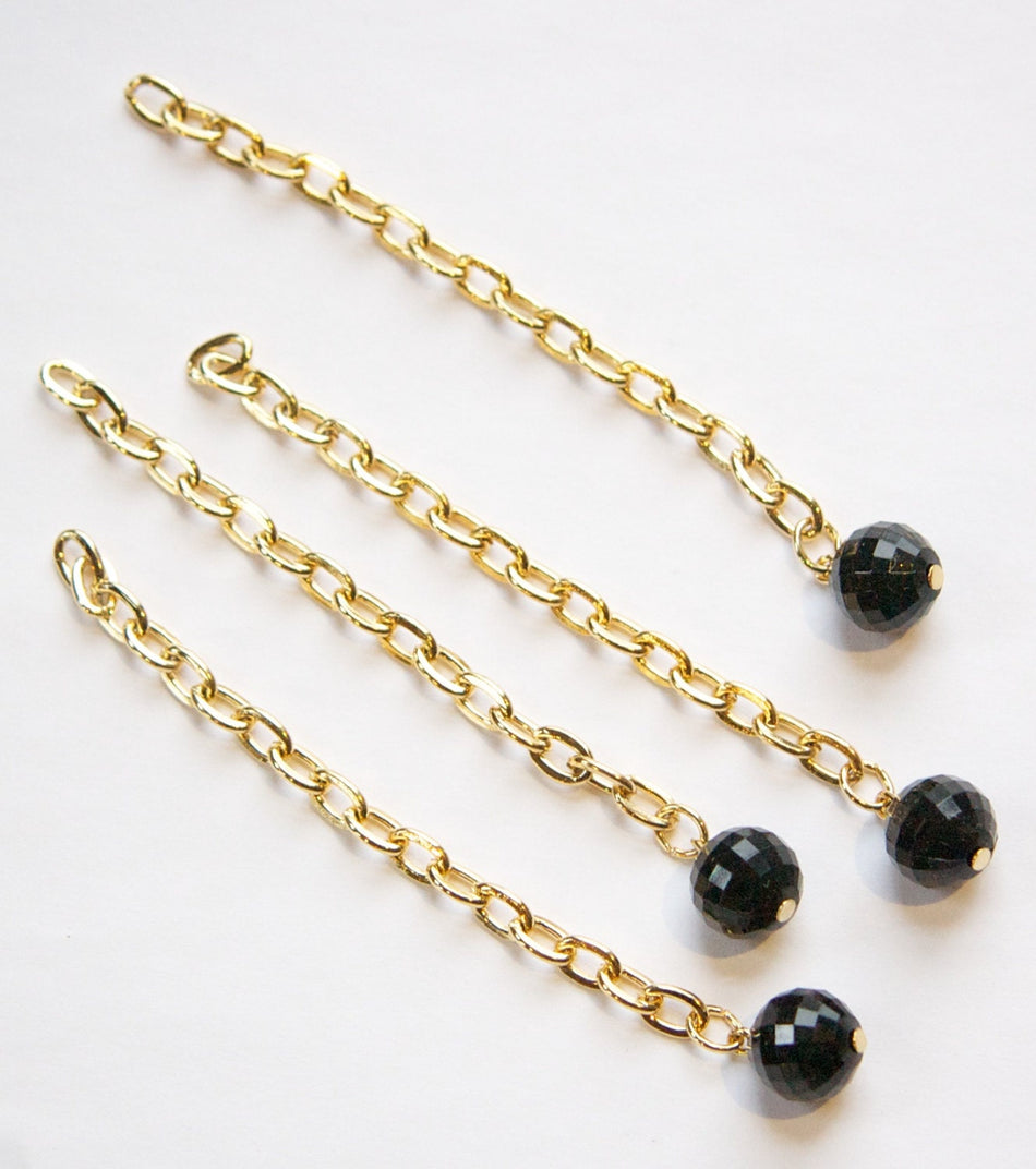 Vintage Chain Length Drops with Black Acrylic Faceted Bead drp120A