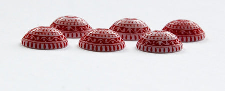 Vintage Acrylic Mosaic Red and White Cabochons 14mm x 10mm cab711J