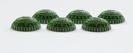 Vintage Acrylic Mosaic Green and White Cabochons 14mm x 10mm cab711K