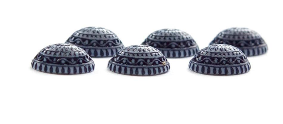 Vintage Acrylic Mosaic Blue and White Cabochons 14mm x 10mm cab711L
