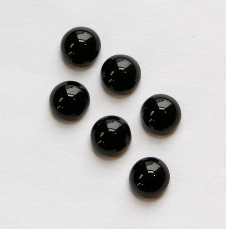 Czech Domed Black Glass Cabochons 7mm (8) cab701L