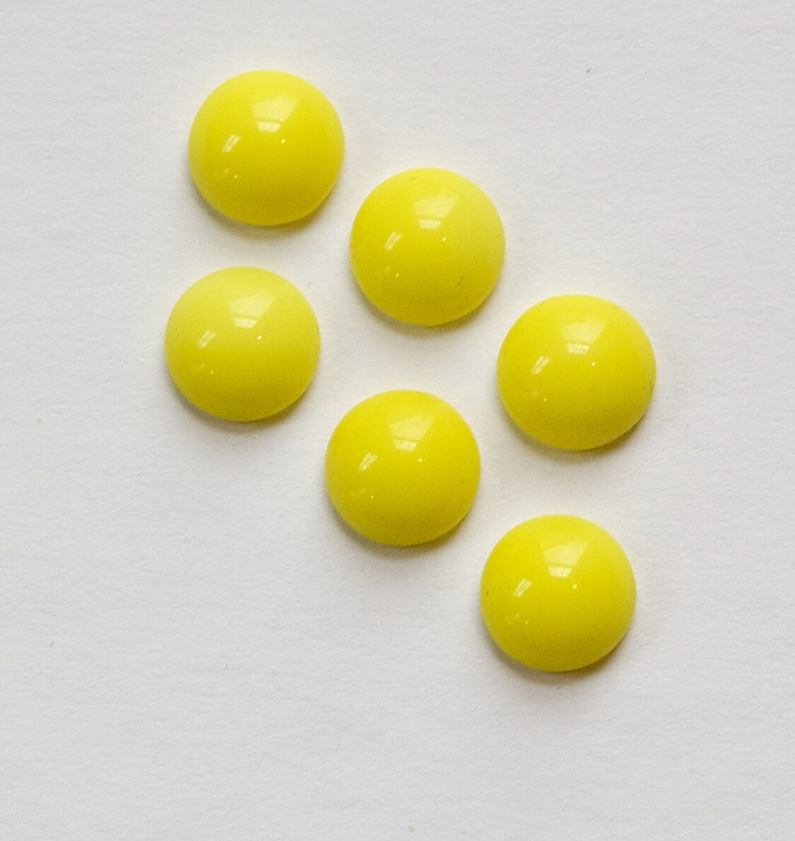 Vintage Opaque Yellow Glass Domed Cabochons 9mm cab702H