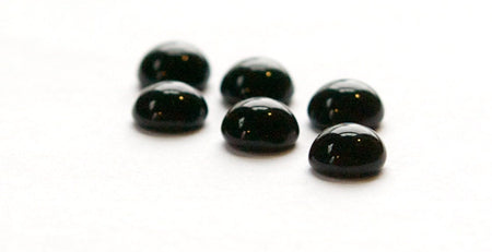 Czech Domed Black Glass Cabochons 7mm (8) cab701L
