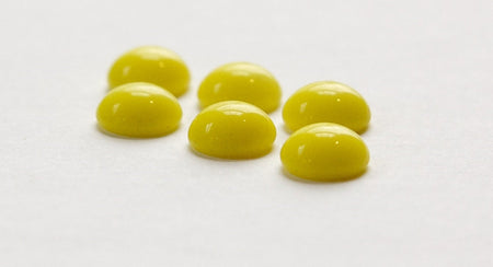 Vintage Opaque Yellow Glass Domed Cabochons 9mm cab702H