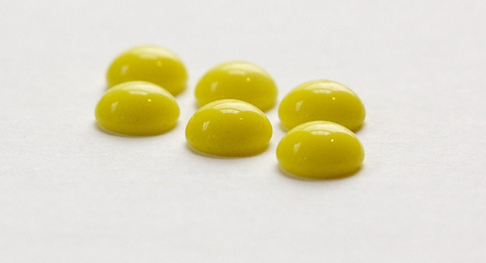Vintage Opaque Yellow Glass Domed Cabochons 9mm cab702H