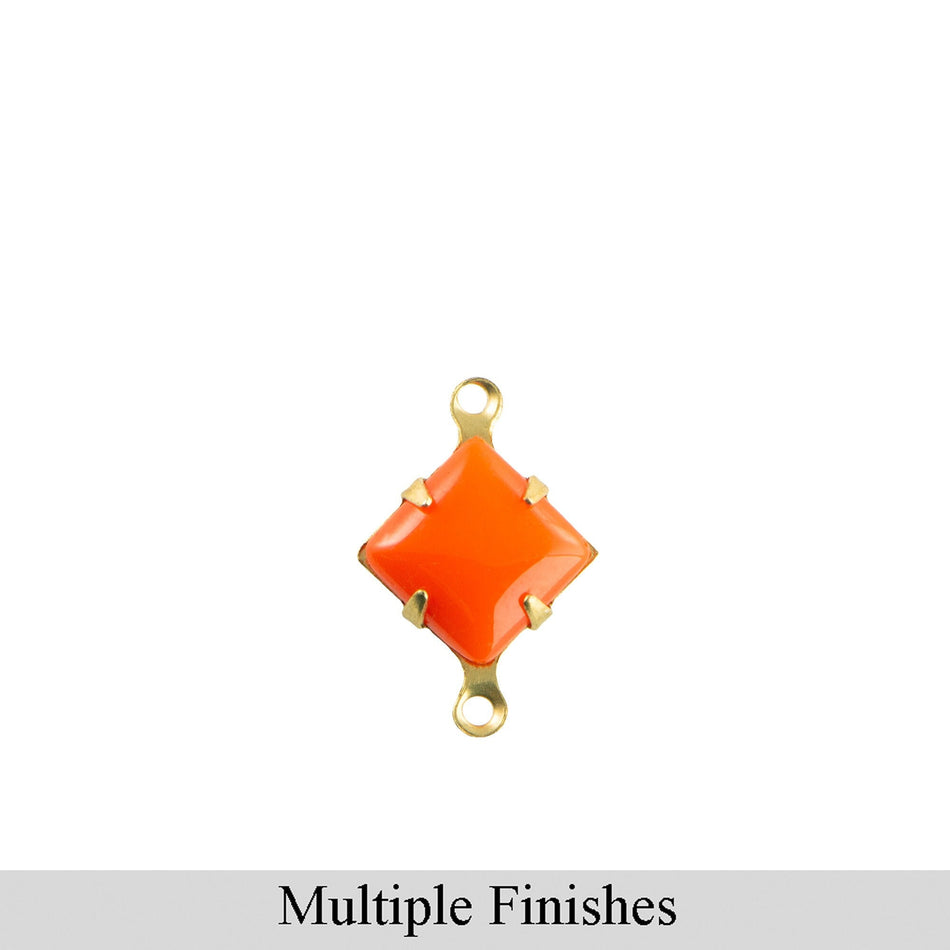 8mm Opaque Orange Square Glass Stone in 2 Loop Setting (6)