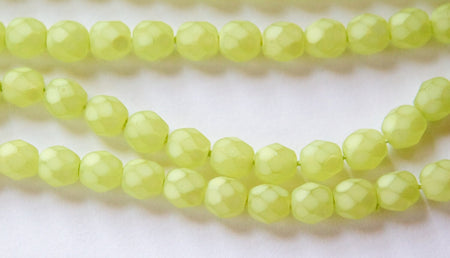 6mm Matte Light Olive Coated Czech Firepolish Faceted Glass Beads (25)
