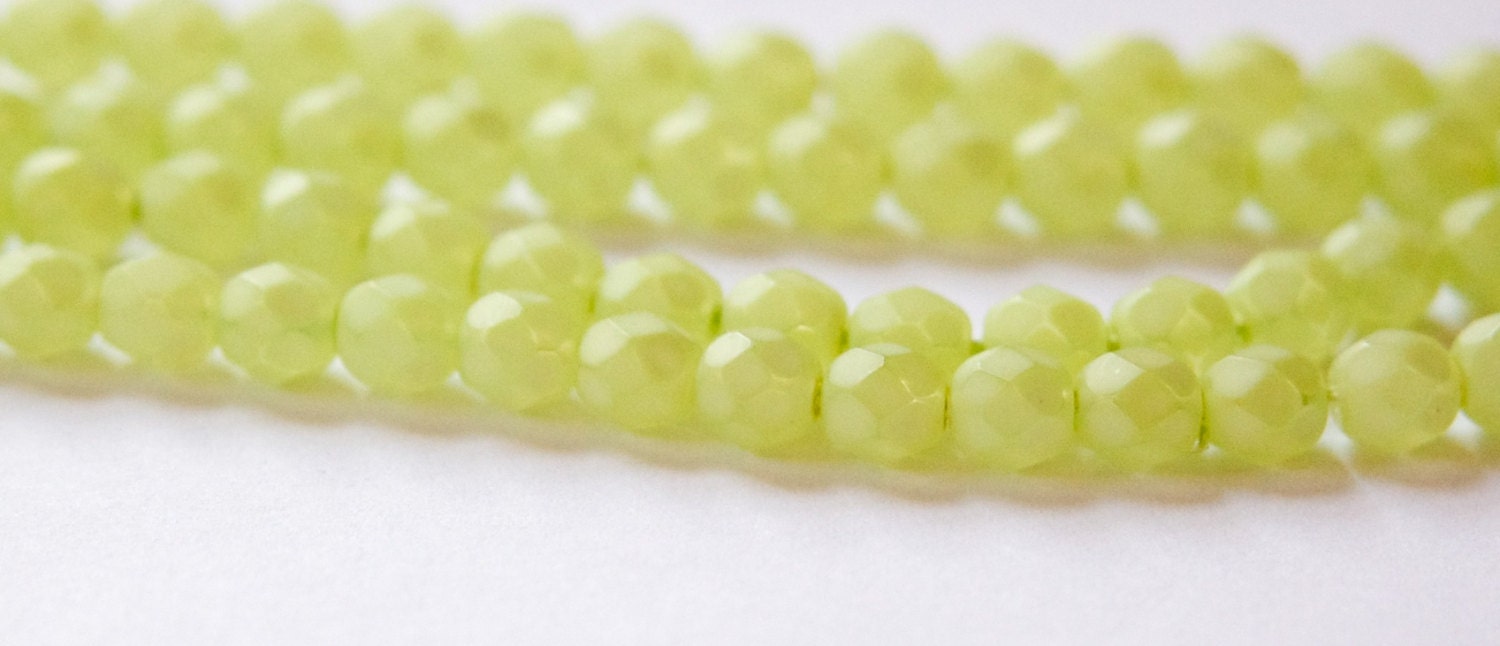6mm Matte Light Olive Coated Czech Firepolish Faceted Glass Beads (25)