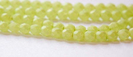 6mm Matte Light Olive Coated Czech Firepolish Faceted Glass Beads (25)