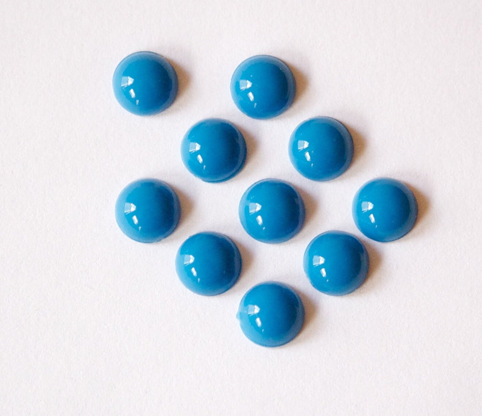 Medium Blue Acrylic Domed Cabochons 7mm (10) cab701UU