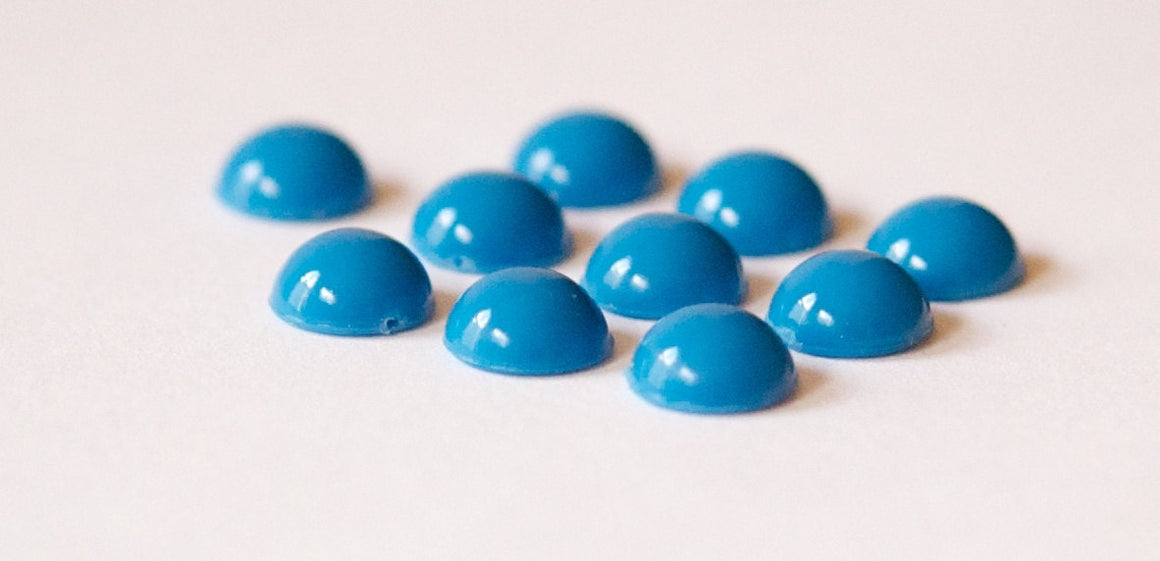 Medium Blue Acrylic Domed Cabochons 7mm (10) cab701UU