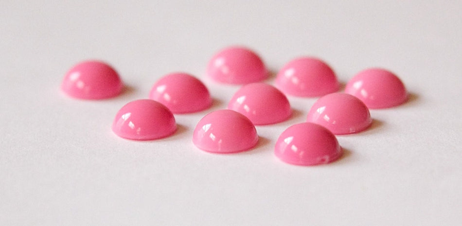 Bright Pink Acrylic Domed Cabochons 7mm (10) cab701WW