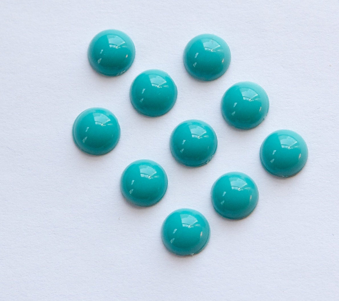 Turquoise Acrylic Domed Cabochons 7mm (10) cab701ZZ