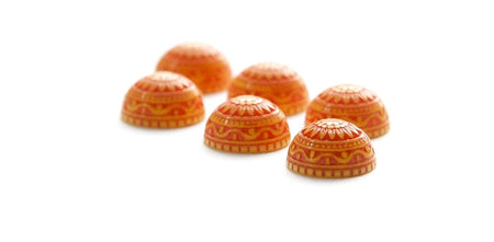 Vintage Acrylic Etched Mosaic Yellow Reddish Orange Cabochons 10mm (6) cab712C