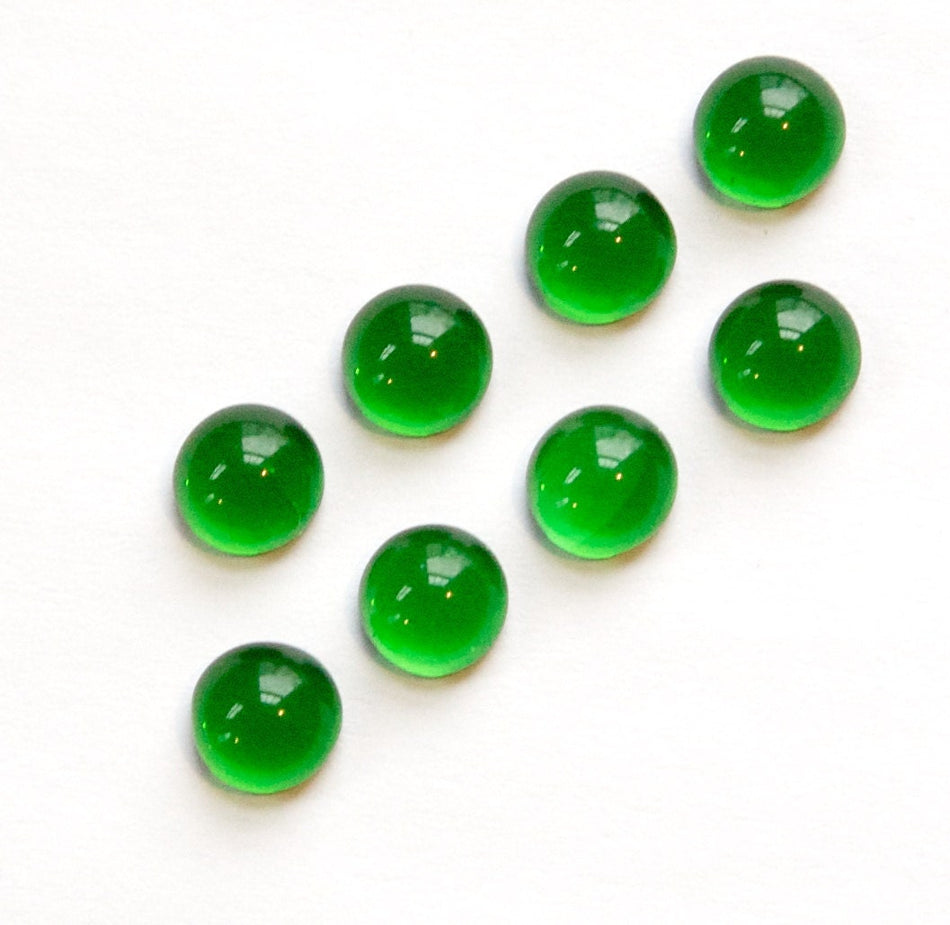 Emerald Green Glass Cabochons 7mm No Foil cab701P