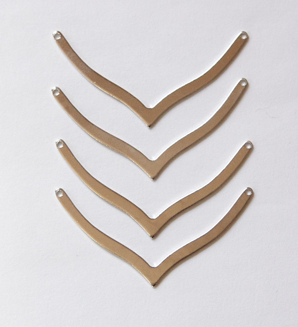 2 Hole Silver Plated V Connector Pendants Type A (6) mtl045F