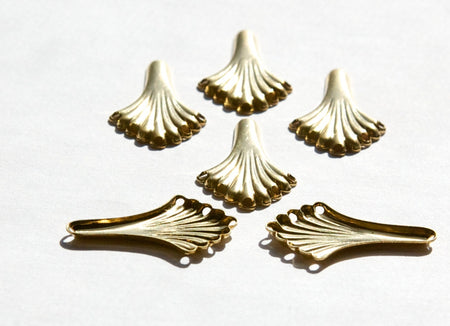 6 Hole Raw Brass Fluted Fan Pendant Drop (6) mtl508A