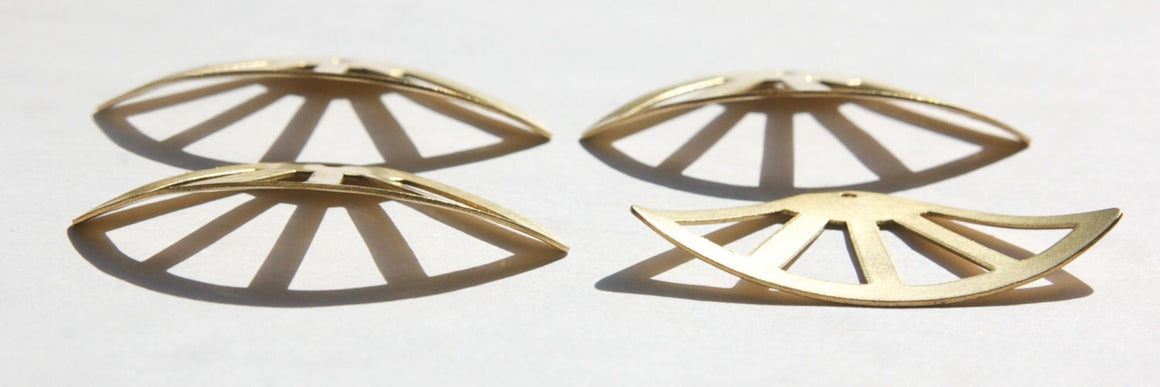 1 Hole Raw Brass Cut Out Dapped Triangle or Fan Pendant Drop (4) mtl111