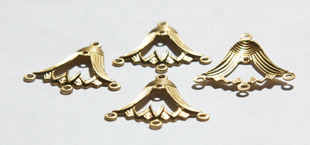 Raw Brass 4 Hole Swag or Bell Shaped Chandelier Pendant Findings (4) mtl082