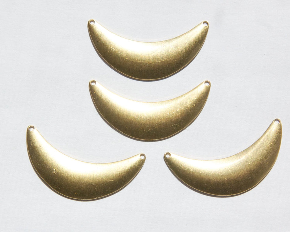 2 Hole Raw Brass Dapped Crescent Pendant Link (4) mtl083