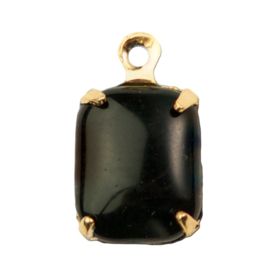 Smooth Black Stones in 1 Loop Gold Plated Setting 10mm x 8mm