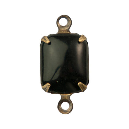 Vintage Black Set Stones in 2 Loop Brass Ox Setting 10x8mm (4)