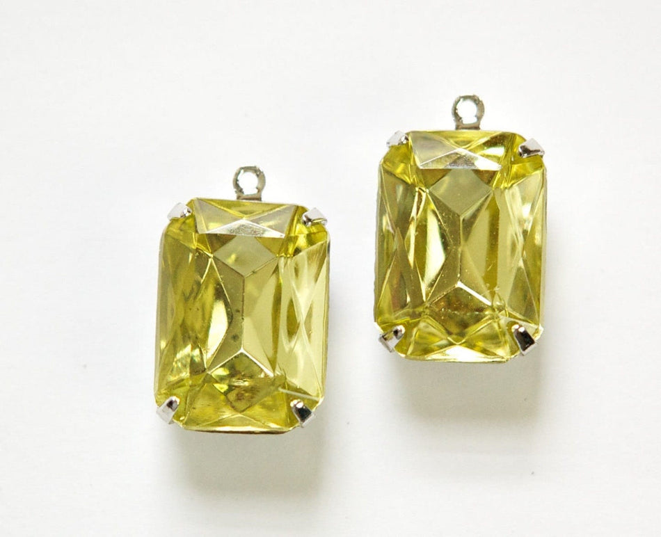 Vintage Jonquil Faceted Stones 1 Loop Silver Settings 18x13mm squ009FF