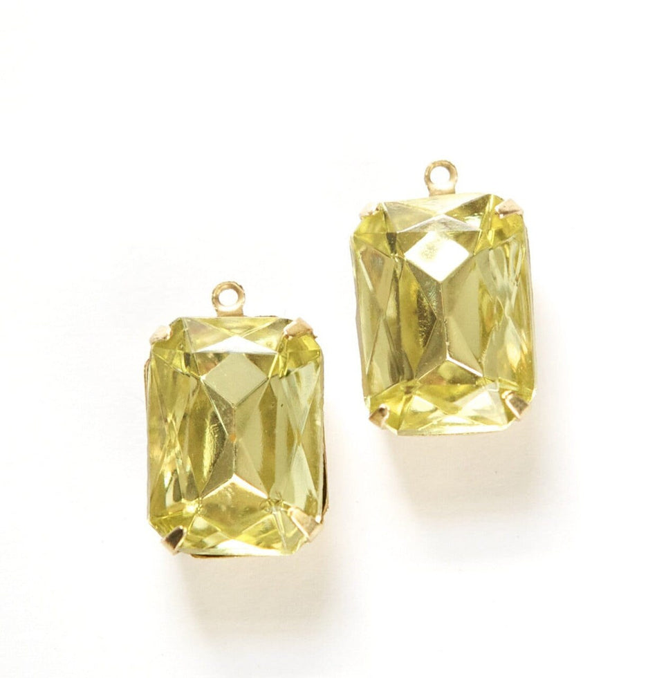 Vintage Jonquil Faceted Stones 1 Loop Brass Settings 18x13mm squ004FF