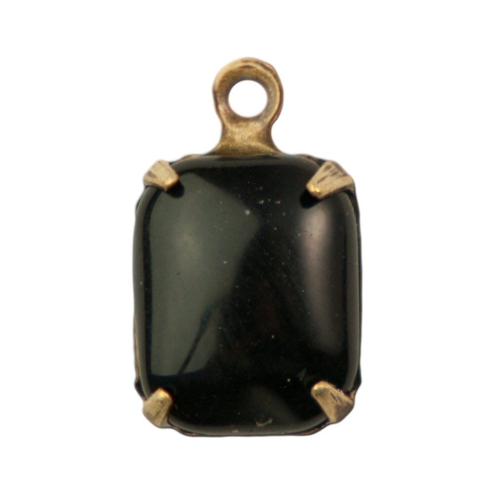 Vintage Black Set Set Stone in 1 Loop Brass Ox Setting 10x8mm squ016Z