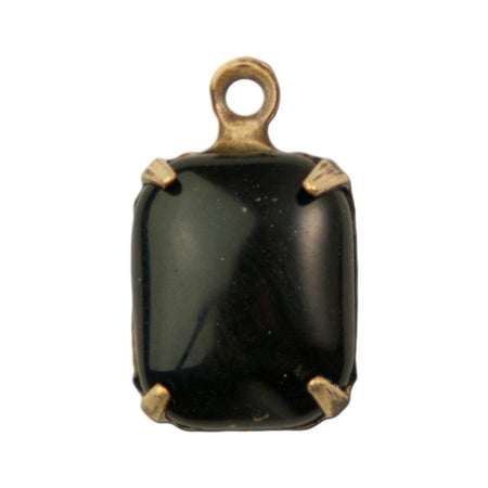 Vintage Black Set Set Stone in 1 Loop Brass Ox Setting 10x8mm squ016Z