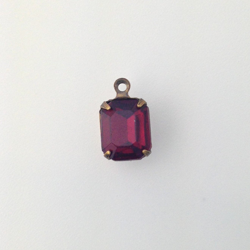 Vintage Garnet Faceted 1 Loop Brass Ox Setting 10x8mm (4) squ016FF